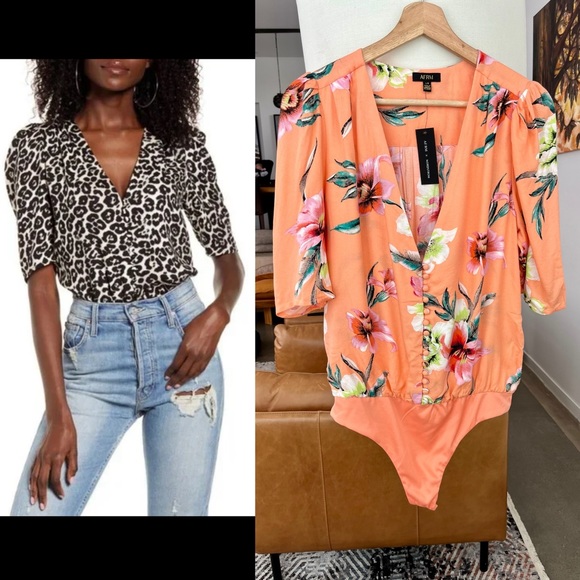 NWT AFRM Alexa V-Neck Bodysuit - Picture 5 of 5